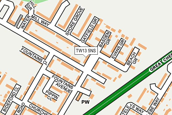 TW13 5NS map - OS OpenMap – Local (Ordnance Survey)