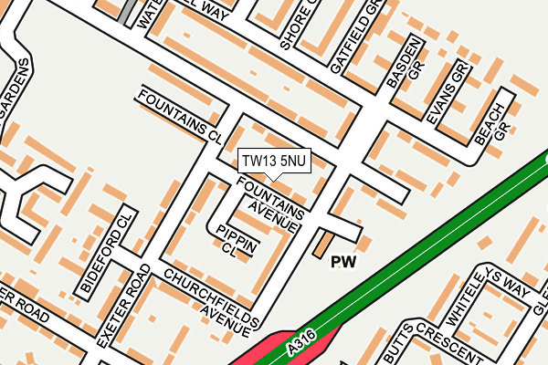 TW13 5NU map - OS OpenMap – Local (Ordnance Survey)