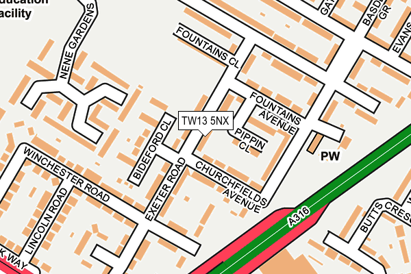 TW13 5NX map - OS OpenMap – Local (Ordnance Survey)
