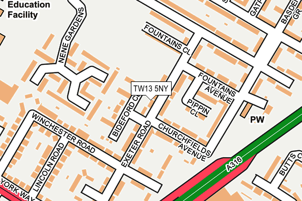 TW13 5NY map - OS OpenMap – Local (Ordnance Survey)