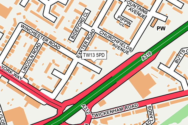 TW13 5PD map - OS OpenMap – Local (Ordnance Survey)