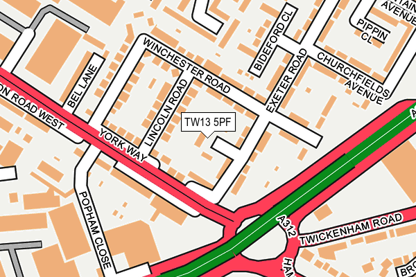TW13 5PF map - OS OpenMap – Local (Ordnance Survey)