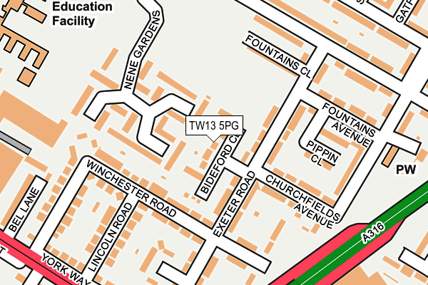 TW13 5PG map - OS OpenMap – Local (Ordnance Survey)