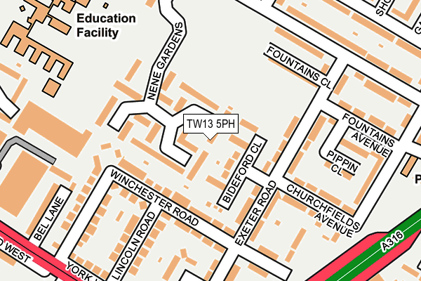 TW13 5PH map - OS OpenMap – Local (Ordnance Survey)