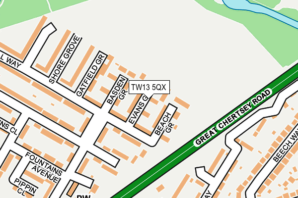TW13 5QX map - OS OpenMap – Local (Ordnance Survey)