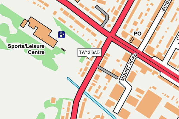 TW13 6AD map - OS OpenMap – Local (Ordnance Survey)