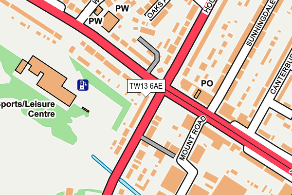 TW13 6AE map - OS OpenMap – Local (Ordnance Survey)