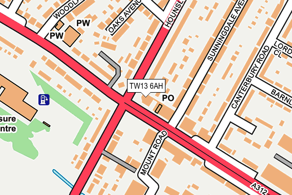 TW13 6AH map - OS OpenMap – Local (Ordnance Survey)