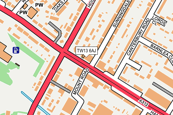 TW13 6AJ map - OS OpenMap – Local (Ordnance Survey)