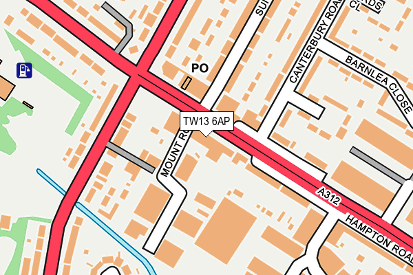 TW13 6AP map - OS OpenMap – Local (Ordnance Survey)
