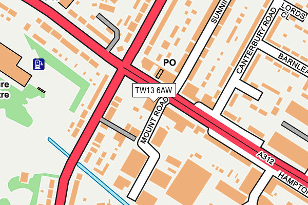 TW13 6AW map - OS OpenMap – Local (Ordnance Survey)