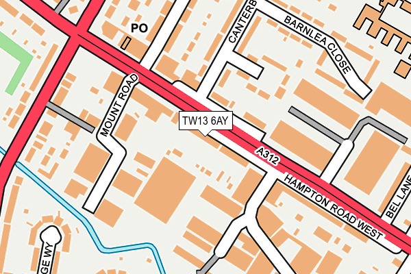 TW13 6AY map - OS OpenMap – Local (Ordnance Survey)