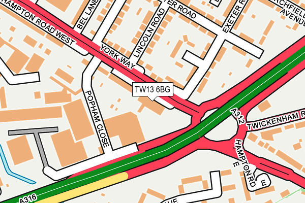TW13 6BG map - OS OpenMap – Local (Ordnance Survey)