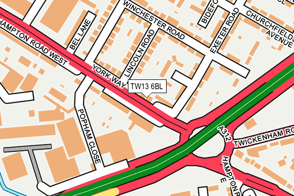 TW13 6BL map - OS OpenMap – Local (Ordnance Survey)