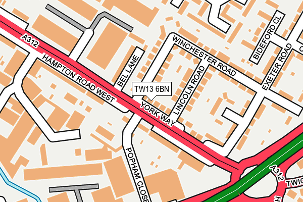 TW13 6BN map - OS OpenMap – Local (Ordnance Survey)