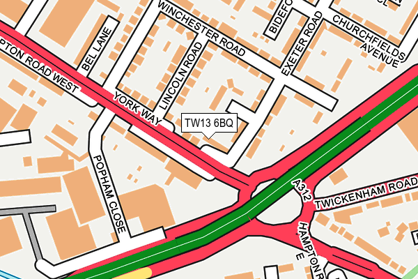 TW13 6BQ map - OS OpenMap – Local (Ordnance Survey)