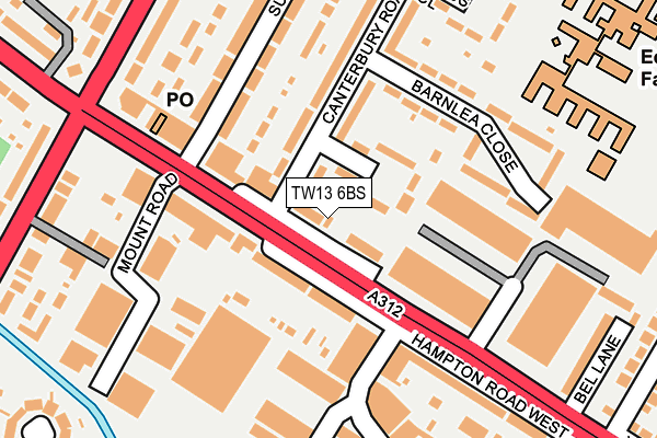 TW13 6BS map - OS OpenMap – Local (Ordnance Survey)