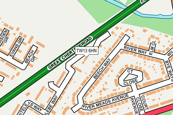 TW13 6HN map - OS OpenMap – Local (Ordnance Survey)