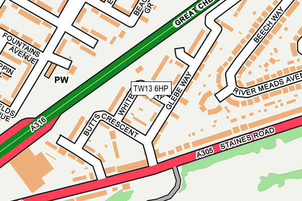 TW13 6HP map - OS OpenMap – Local (Ordnance Survey)