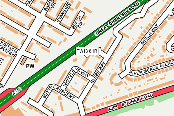 TW13 6HR map - OS OpenMap – Local (Ordnance Survey)