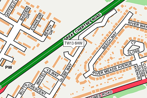 TW13 6HW map - OS OpenMap – Local (Ordnance Survey)
