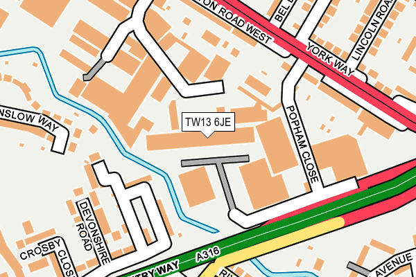 TW13 6JE map - OS OpenMap – Local (Ordnance Survey)
