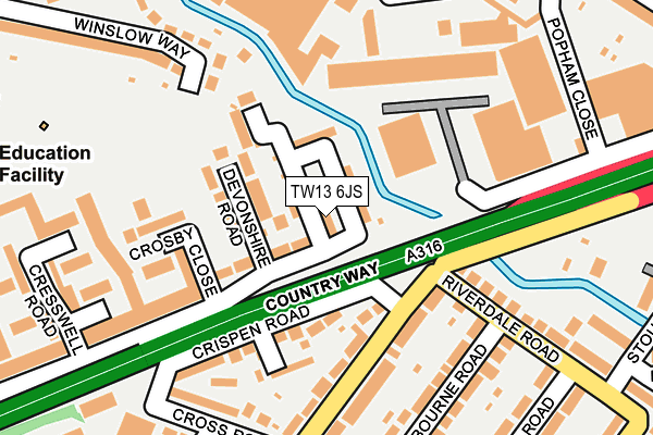 TW13 6JS map - OS OpenMap – Local (Ordnance Survey)