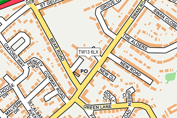 TW13 6LX map - OS OpenMap – Local (Ordnance Survey)