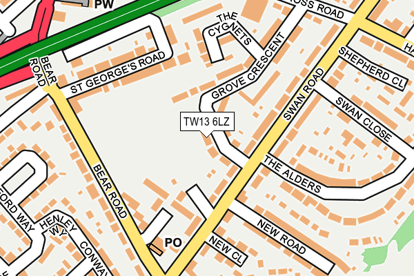 TW13 6LZ map - OS OpenMap – Local (Ordnance Survey)
