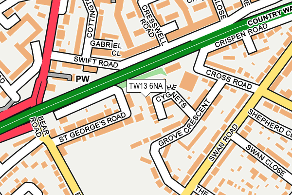 TW13 6NA map - OS OpenMap – Local (Ordnance Survey)