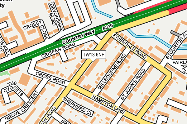 TW13 6NF map - OS OpenMap – Local (Ordnance Survey)