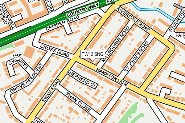 TW13 6NG map - OS OpenMap – Local (Ordnance Survey)