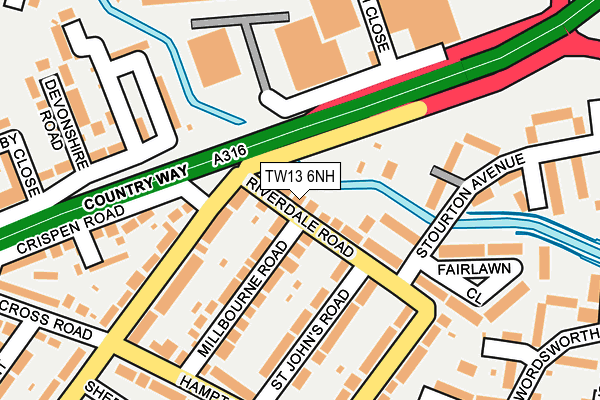 TW13 6NH map - OS OpenMap – Local (Ordnance Survey)