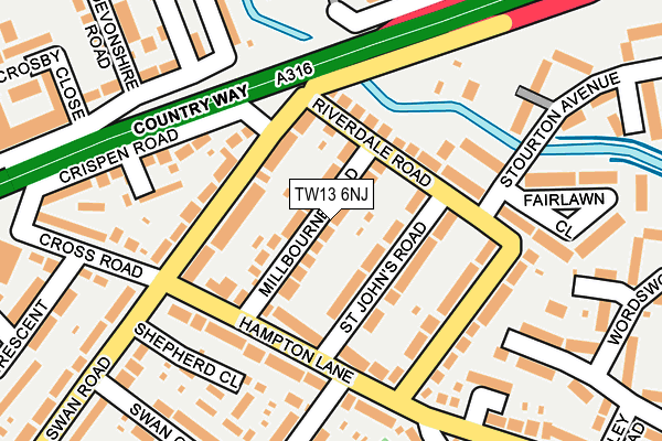 TW13 6NJ map - OS OpenMap – Local (Ordnance Survey)