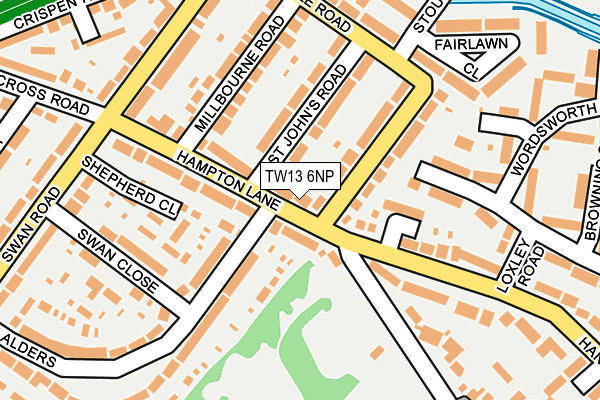 TW13 6NP map - OS OpenMap – Local (Ordnance Survey)