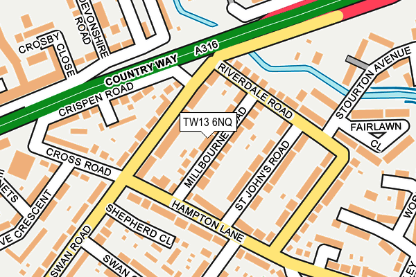 TW13 6NQ map - OS OpenMap – Local (Ordnance Survey)