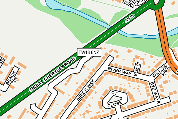 TW13 6NZ map - OS OpenMap – Local (Ordnance Survey)