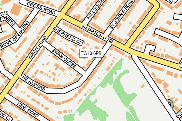 TW13 6PB map - OS OpenMap – Local (Ordnance Survey)