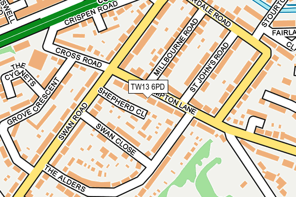 TW13 6PD map - OS OpenMap – Local (Ordnance Survey)