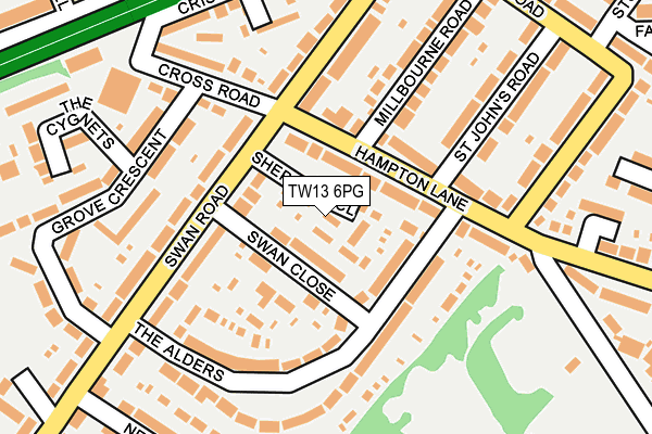 TW13 6PG map - OS OpenMap – Local (Ordnance Survey)