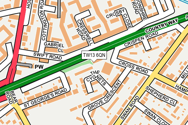 TW13 6QN map - OS OpenMap – Local (Ordnance Survey)