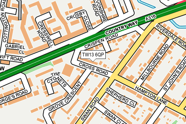 TW13 6QP map - OS OpenMap – Local (Ordnance Survey)