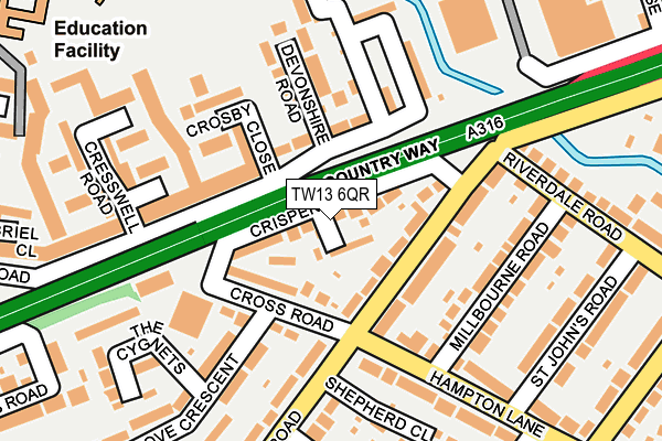 TW13 6QR map - OS OpenMap – Local (Ordnance Survey)