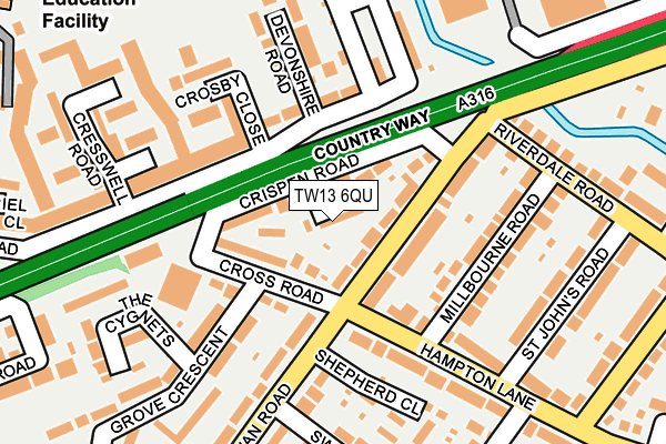 TW13 6QU map - OS OpenMap – Local (Ordnance Survey)