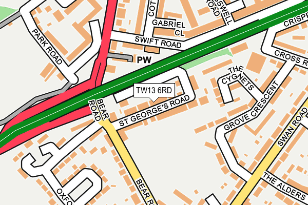 TW13 6RD map - OS OpenMap – Local (Ordnance Survey)
