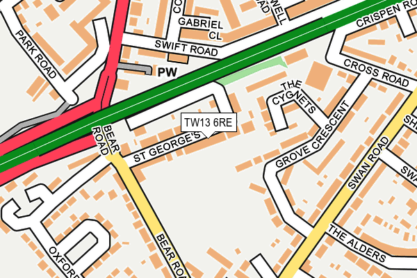 TW13 6RE map - OS OpenMap – Local (Ordnance Survey)