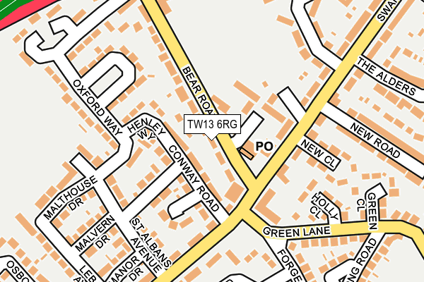 TW13 6RG map - OS OpenMap – Local (Ordnance Survey)