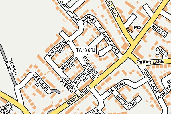 TW13 6RJ map - OS OpenMap – Local (Ordnance Survey)