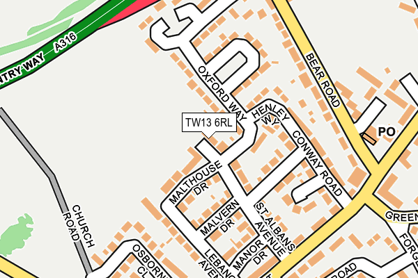 TW13 6RL map - OS OpenMap – Local (Ordnance Survey)
