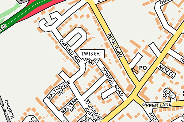 TW13 6RT map - OS OpenMap – Local (Ordnance Survey)